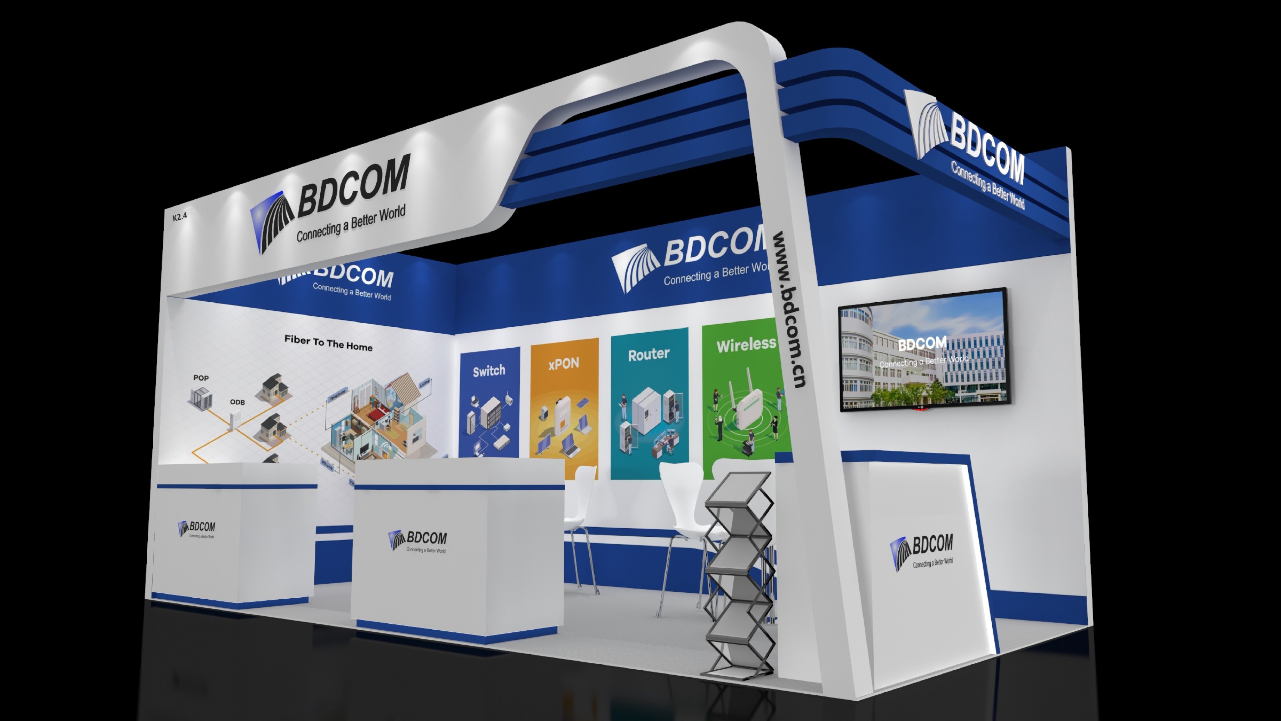 Gian hàng BDCOM được Gia Long thi công hoàn thiện - The BDCOM booth was completed by Gia Long.