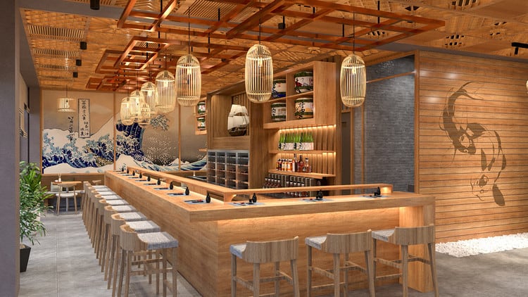 Phong cách thiết kế nội thất nhà hàng mang không gian tươi mới của xứ sở hoa anh đào