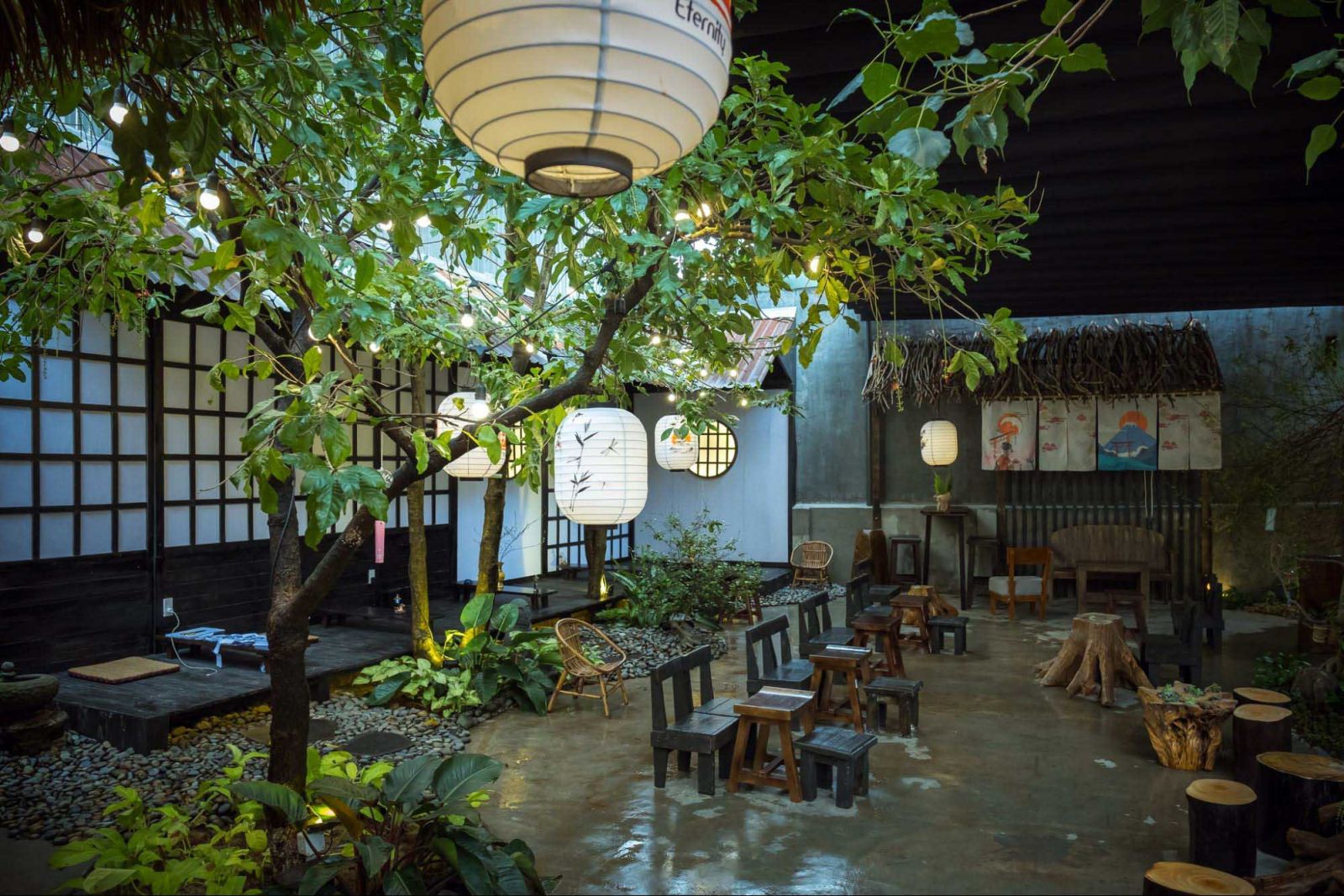 Thiết kế quán cà phê sân vườn phong cách Nhật Bản