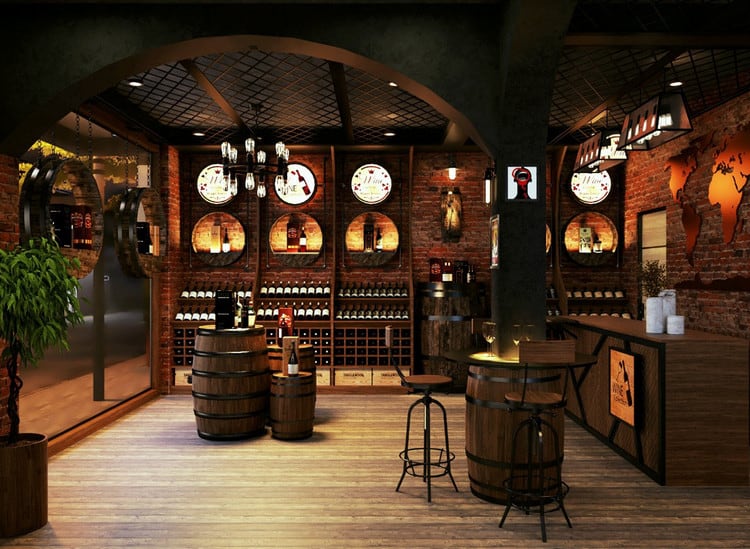 Mẫu: Thiết kế showroom rượu theo phong cách vintage