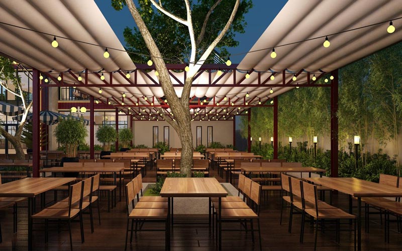 Thiết kế nhà hàng lẩu nướng với không gian ngoài trời