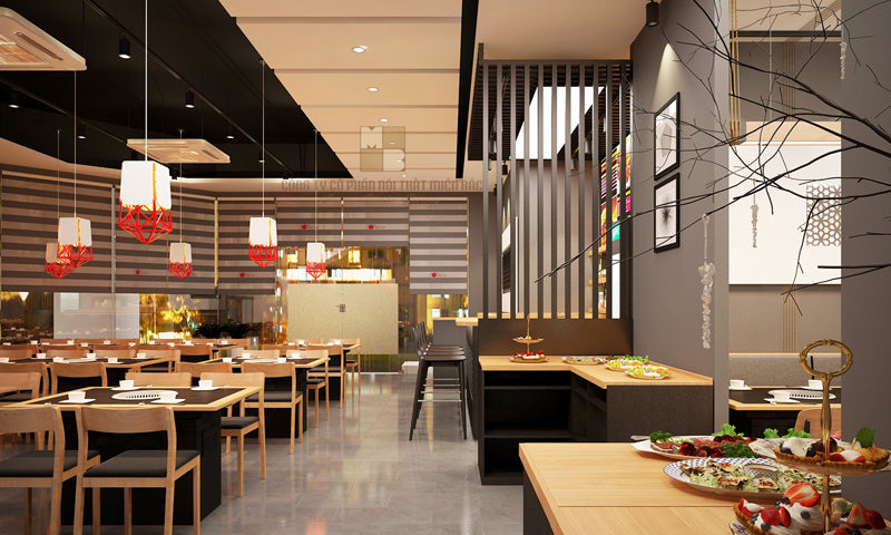 Mẫu 2: Thiết kế nhà hàng Hàn Quốc sang trọng, hiện đại
