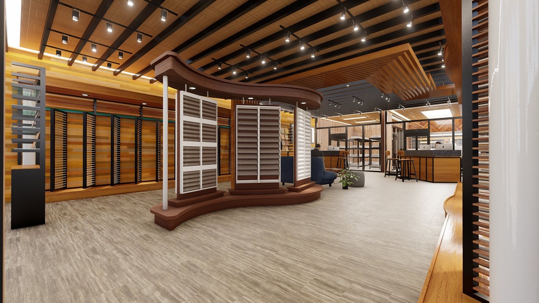 Thiết kế showroom sàn gỗ ấn tượng