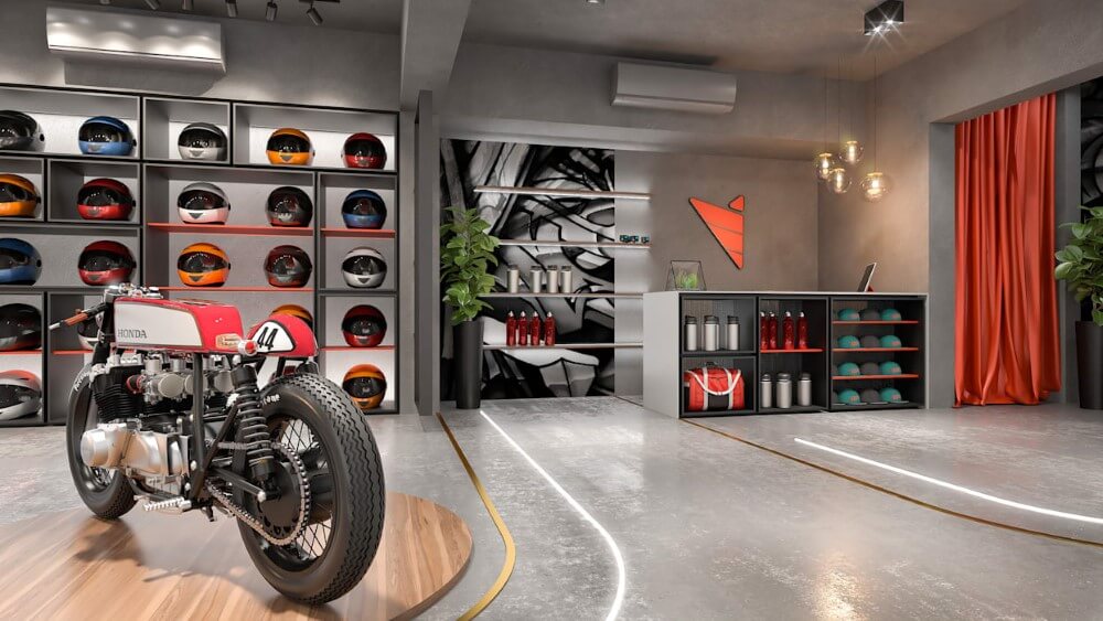 Mẫu: Thiết kế showroom xe máy sáng tạo - Độc đáo