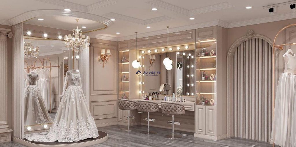 Không gian cửa hàng thời trang kinh doanh váy cưới 